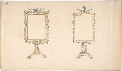 Designs for Two Mirror Frames Supported on Footed Pedestals with Armorial Ornament