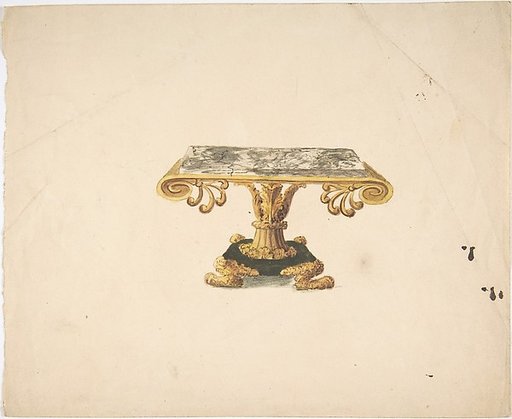 Design for a Marble Topped Table with Gilded Pedestal and Lion's Feet