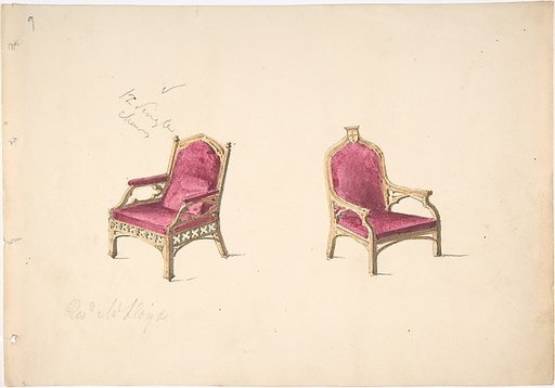 Design for Two Medieval Style Armchairs for "Rev. W. Lloyd"