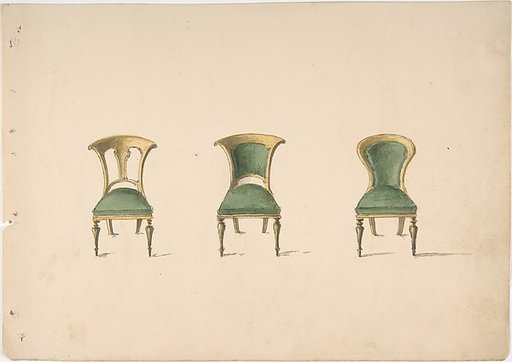 Design for Three Chairs with Green Upholstery