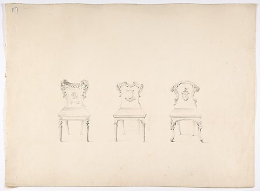 Design for Three Chairs with Armorial Ornament on Backs