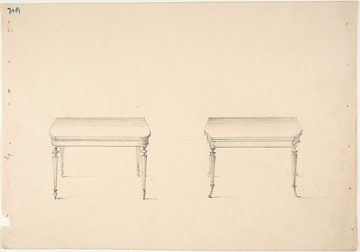 Design for Two Small Tables with Tapered Columnar Legs
