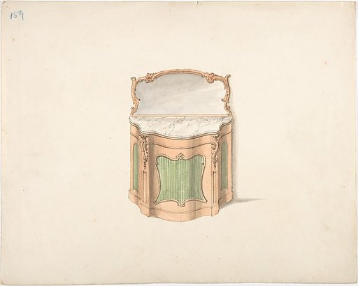 Design for a Dressing Cabinet with Marble Top and Mirror