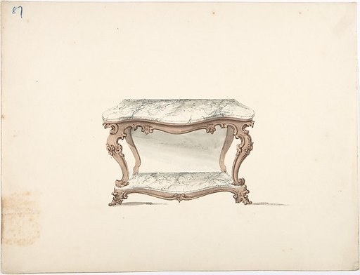 Design for a Marble Topped Table with a Marble Shelf