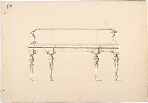 Design for a Mirrored Sideboard with Diminishing Legs and Foliate Ornament