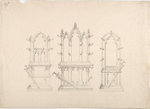 Design for Three Gothic Hat and Umbrella Stands