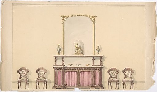 Design for a Mirrored Cabinet and Four Chairs