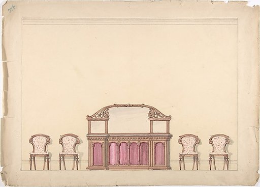 Design for a Mirrored Cabinet and Four Chairs