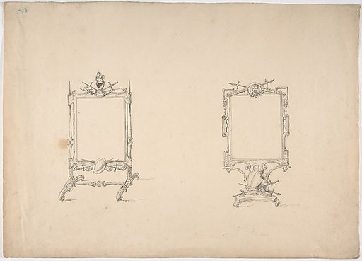 Design for Two Tabletop Mirrors with Military Ornament