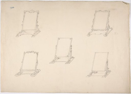Design for Five Table Top Mirrors with Varying Ornament