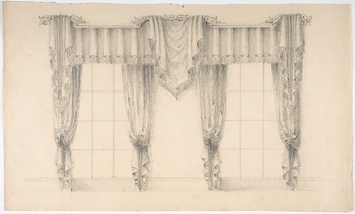 Design for Fringed Curtains Surrounding Two WIndows