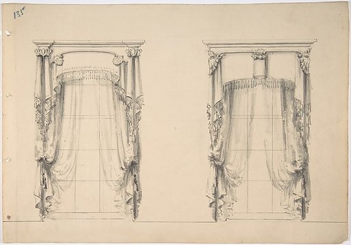 Design for Fringed Curtains Hanging at Two Windows