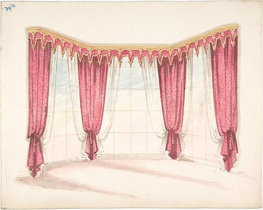 Design for Red Curtains with a Red and Gold Pelmet
