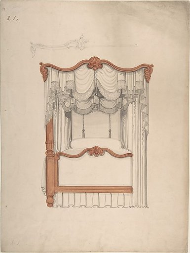 Design for a Four-poster Bed with Draperies