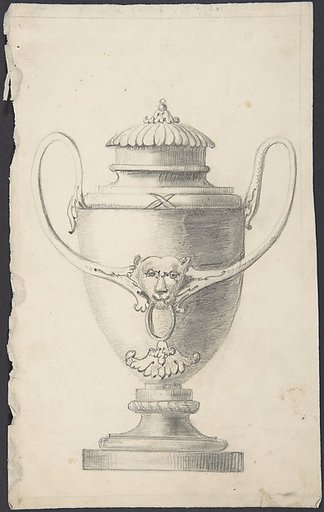 Design for a Lidded Vase with Lion's Head Boss