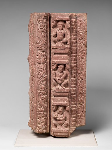 Doorframe with Three Ganas (Nature Deities) Dancing and Playing Instruments