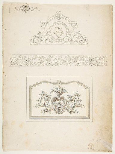 Border and Three Pediments (recto), Fifteen circular Designs (verso)