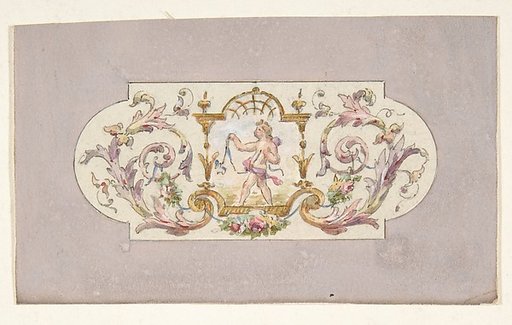 Design for a ceiling with a putto set in a border