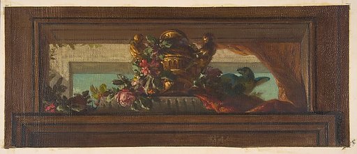 Trompe l'oeil design of birds and flowers