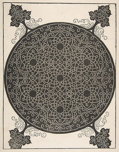 Embroidery Pattern with Seven Six-pointed Stars and Four Corner Pieces