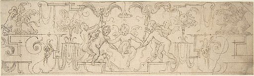 Decorative Frieze with Putti Playing on a Swing