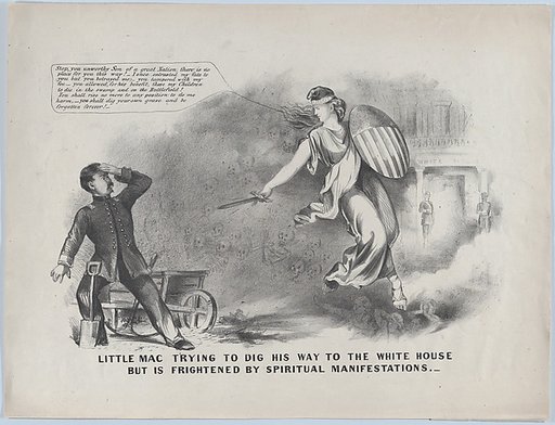 Little Mac Trying to Dig His Way to the White House, But is Frightened by Spiritual Manifestations
