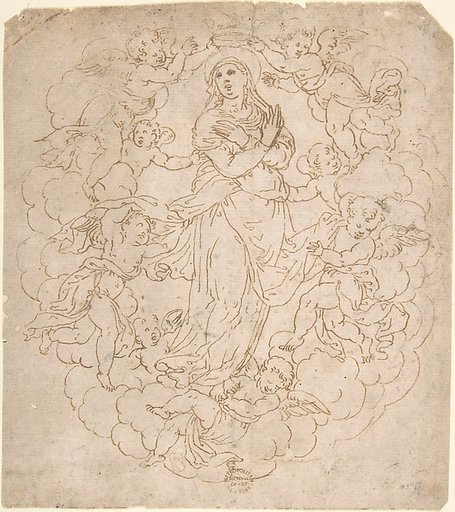 Assumption of the Virgin (recto); Figure Sketches (verso)