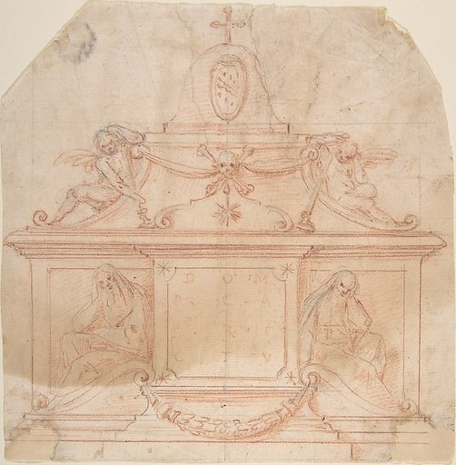 Tomb Monument with Crucifix and Coat of Arms