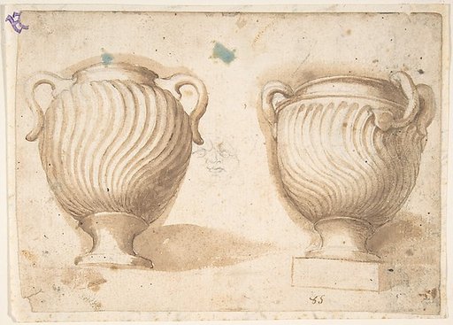 Two Antique Vases with Strigil Decorations