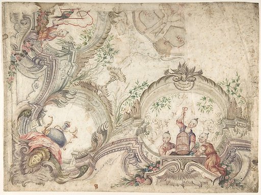Design for a Ceiling Decoration with Chinoiserie Scenes