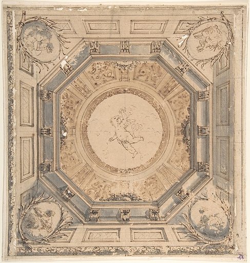 Design for a Square Trompe L'Oeil Ceiling with the Four Evangelists