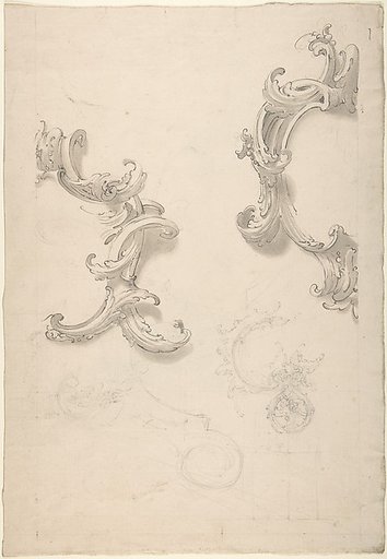 Ornamental Design with Acanthus Leaves (recto); Capital (verso)