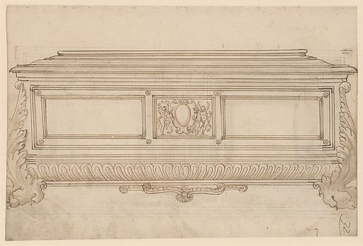 Design for a Cassone.  Verso, Design for a Cabinet Door or Cassone Lid