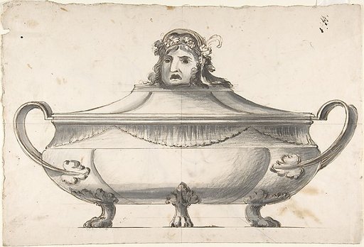 Tureen, Finial with Mask