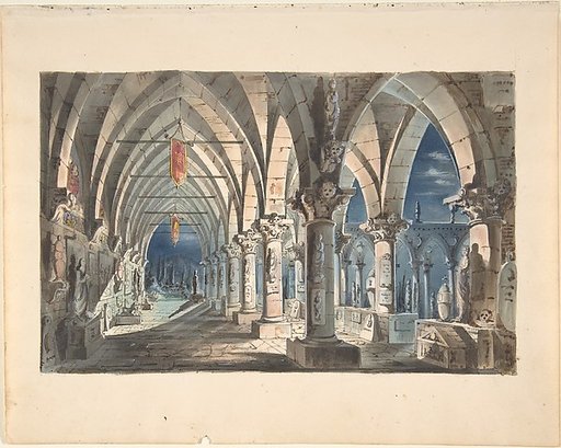 Design for a Stage Set: Cloister at Night