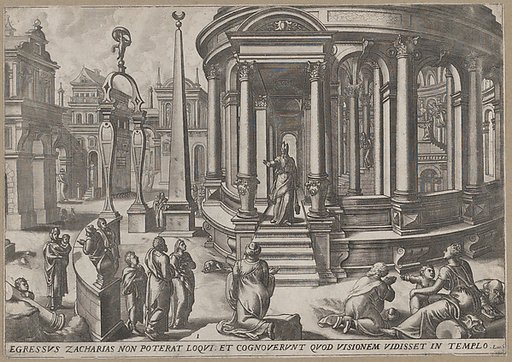 Zacharias Stepping out of the Temple, from "Events in and around the Temple"