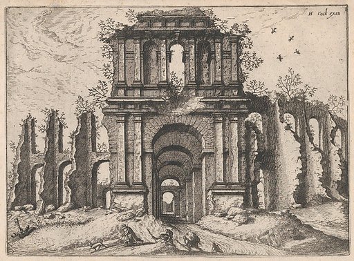 Two Story Entrance Flanked by Coupled Pilasters, from "Roman Ruins and Buildings"