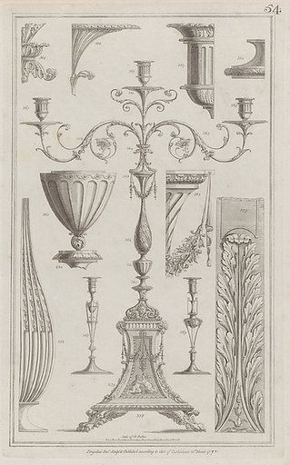 Candelabra, Vessels and Ornament, nos. 358–369, plate 54 from "Designs for Various Ornaments"