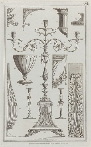 Candelabra, Vessels and Ornament, nos. 358–369, plate 54 from "Designs for Various Ornaments"