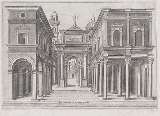 A street with buildings and arcades
