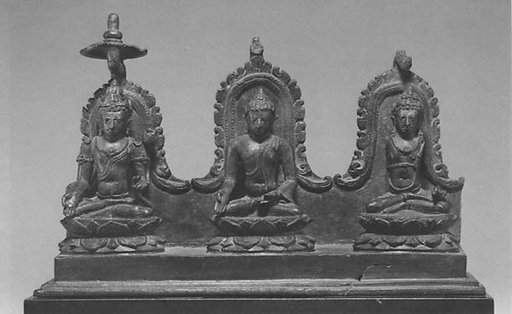 The Transcendent Buddha Ratnasambhava Flanked by Two Bodhisattvas