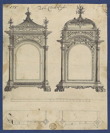 Table Clock Cases, in Chippendale Drawings, Vol. I