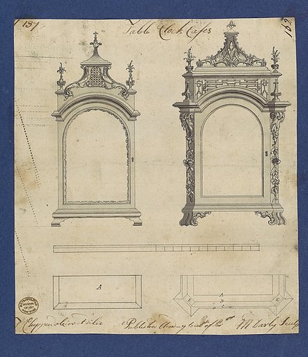 Table Clock Cases, in Chippendale Drawings, Vol. I