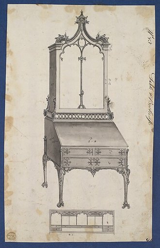 Desk and Bookcase, from Chippendale Drawings, Vol. II
