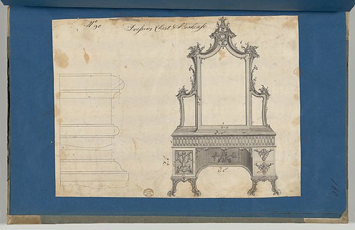 Dressing Chest and Bookcase, from Chippendale Drawings, Vol. II
