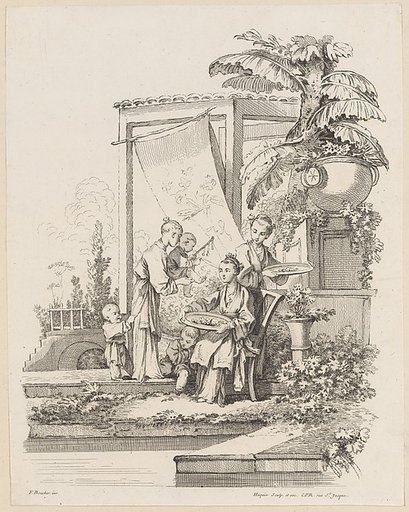 Seated Woman with Children and Servants