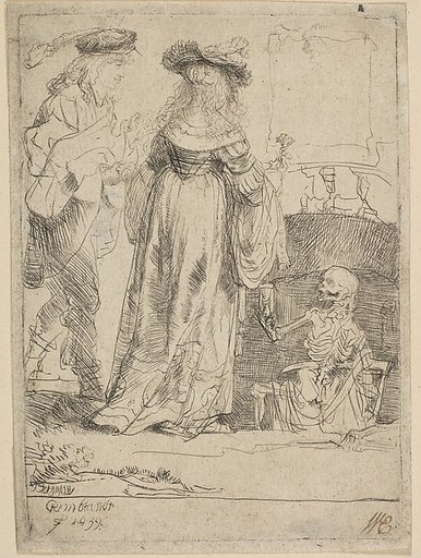 Death Appearing to a Wedded Couple from an Open Grave