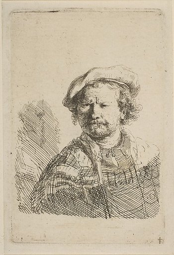 Self-Portrait in a Flat Cap and Embroidered Dress