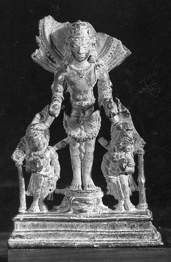 Standing Four-Armed Vishnu with His Purushas (Personifications of his Weapons)