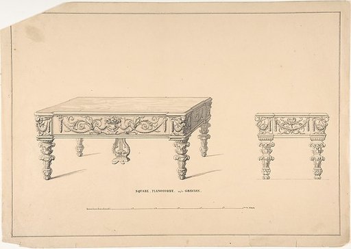 Design for Square Pianoforte, Grecian Style